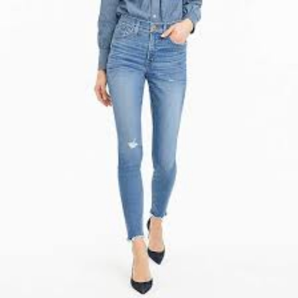 J crew 9" HIGH-RISE TOOTHPICK JEAN WITH CUT HEM